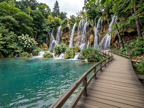 Plitvice Lakes turquoise waterfalls and lush forests - ideal Croatian nature date spot
