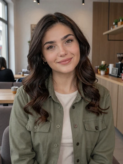 Dženana, 27, Bosnian woman from Tuzla in a modern café setting