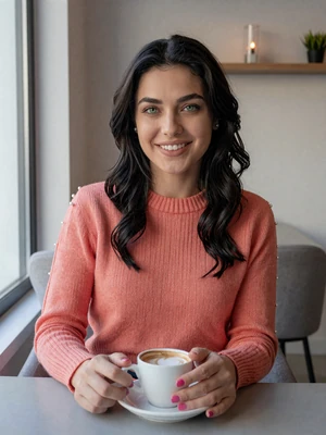 Ljubica, 24, Macedonian single from Kumanovo at a modern cafe with cappuccino