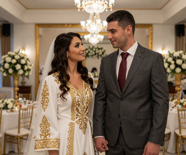 Arben and Flutura at their Albanian heritage wedding celebration in Detroit - Balkan dating success